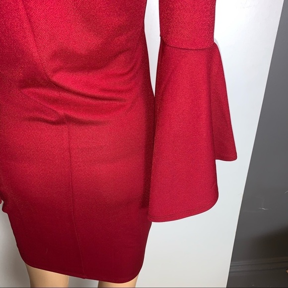 Big Strike USA Off the Shoulder Flare Sleeve Dress - Picture 2 of 8